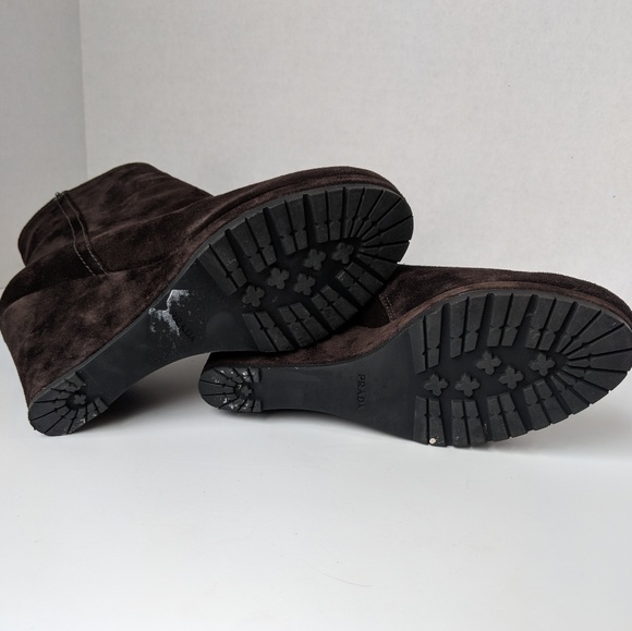 Prada brown suede wedge boots - Picture 7 of 8